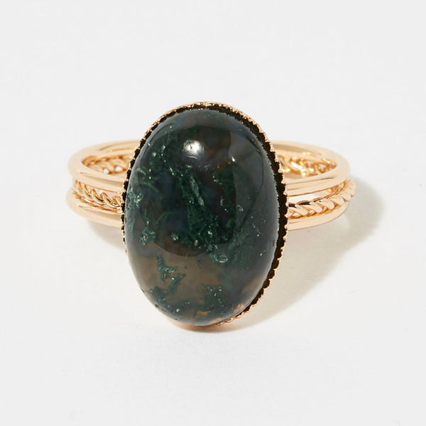 Bague Ajustable Tiga Olivine - Laiton Doré