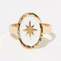 Bague Ajustable Barbade Email Blanc - Laiton