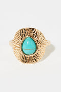 Bague Ajustable Houaïlou Turquoise - Laiton Doré