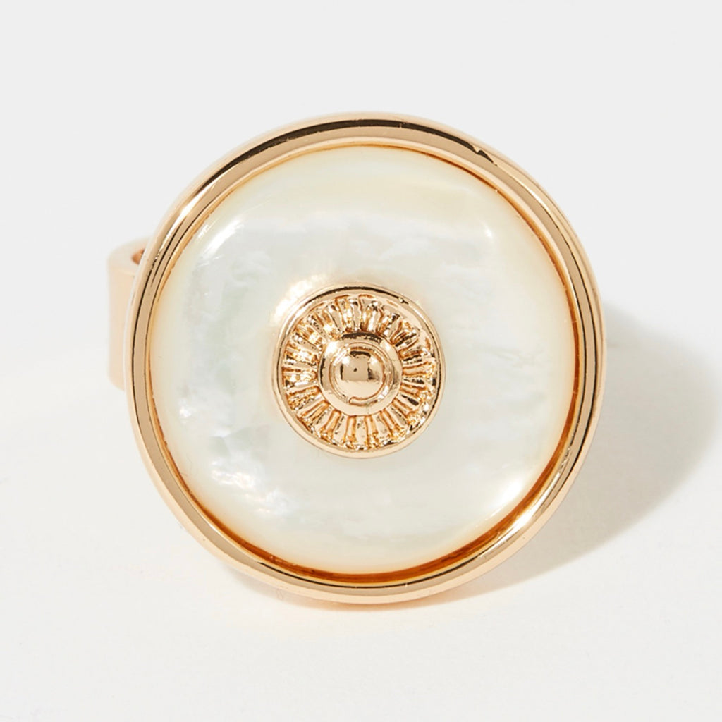 Bague Ajustable Maely En Nacre - Laiton Doré