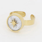 Bague Ajustable Raimanu En Résine Blanche - Laiton Doré