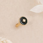 Bague Ajustable Raimanu En Résine Noire - Laiton Doré