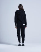 Absolut Cashmere - Gilet Manches Longues Capuche Zip Bandes Emelie - Noir-Nuage - 100% Cachemire 12GG - Femme