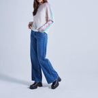 Absolut Cashmere - Pull Col Rond Manches Longues Raglan Rainbow Yale - Rainbow Blanc - 100% Cachemire 12GG - Femme