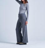 Absolut Cashmere - Pantalon Large Tracey - Gris Chine Foncé - 100% Cachemire 12GG - Femme