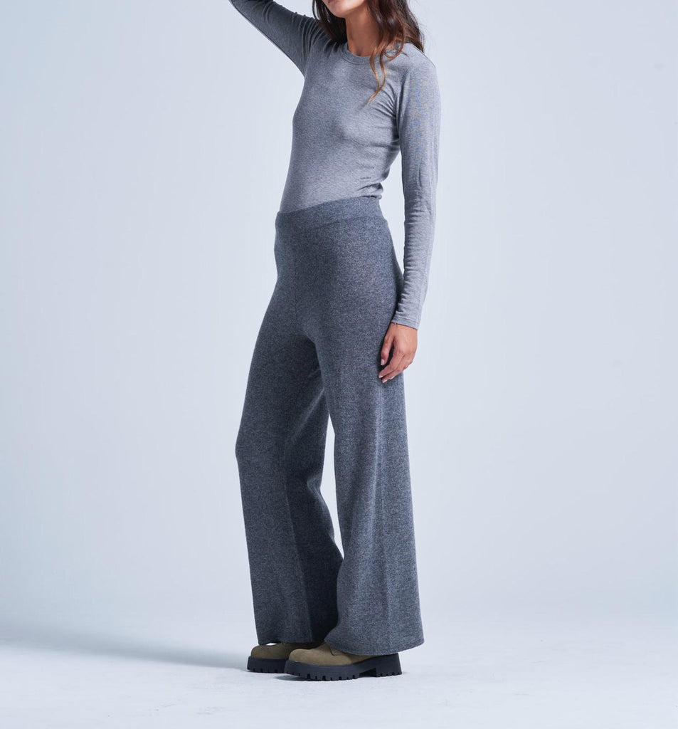 Absolut Cashmere - Pantalon Large Tracey - Gris Chine Foncé - 100% Cachemire 12GG - Femme
