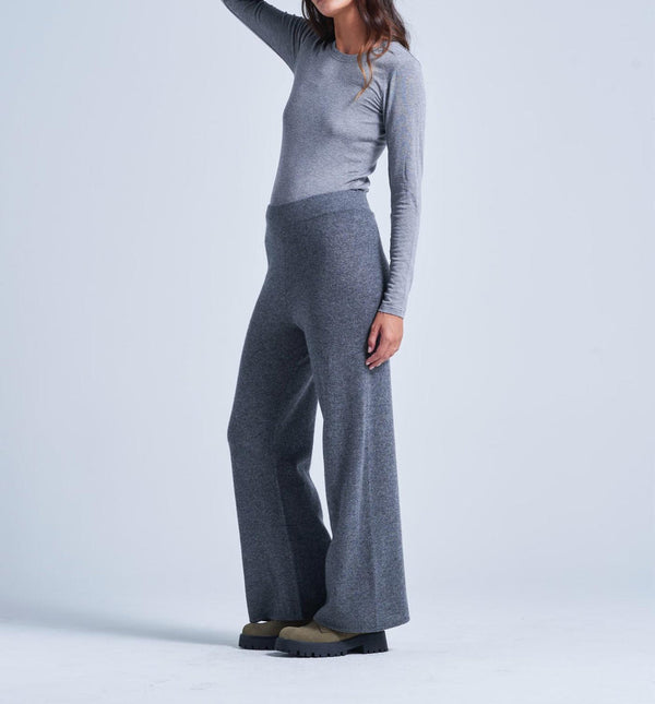Absolut Cashmere - Pantalon Large Tracey - Gris Chine Foncé - 100% Cachemire 12GG - Femme