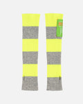 Absolut Cashmere - Longues Mitaine Rayées Flashy - Gris Chine Clair-Jaune Fluo - 100% Cachemire 9GG - Femme