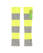 Absolut Cashmere - Longues Mitaine Rayées Flashy - Gris Chine Clair-Jaune Fluo - 100% Cachemire 9GG - Femme