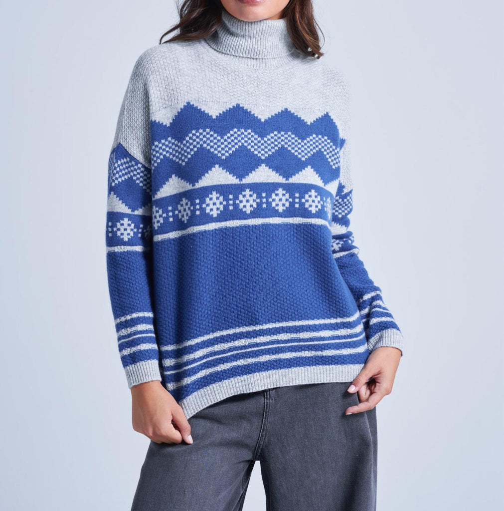 Absolut Cashmere - Pull Jacquard Montagne Avalanche - Avalanche Gris Chine Clair - Femme