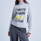 Absolut Cashmere - Pull Wording Majora - Combo Gris Chine Clair - Femme