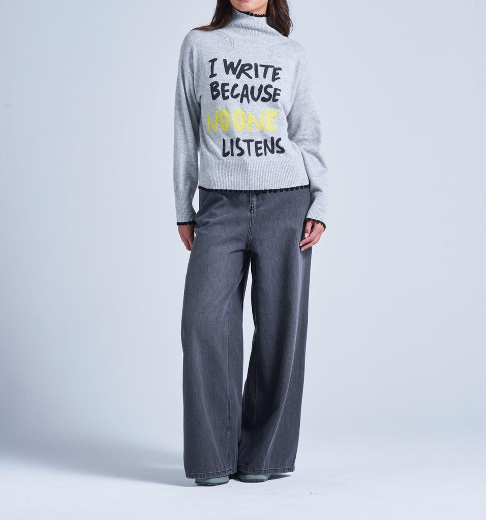Absolut Cashmere - Pull Wording Majora - Combo Gris Chine Clair - Femme