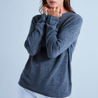 Pull Col Rond Finitions Roulées Taylor - Gris Chine Foncé - 100% Cachemire 12Gg - Mixte