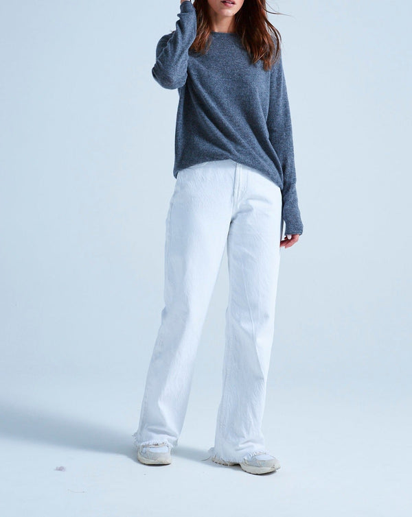Pull Col Rond Finitions Roulées Taylor - Gris Chine Foncé - 100% Cachemire 12Gg - Mixte