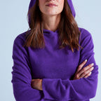 Gilet Capuche Finitions Roulées Leone - Aubergine - 100% Cachemire 12Gg - Mixte