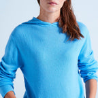 Absolut Cashmere - Gilet Capuche Finitions Roulées Leone - Azur - 100% Cachemire 12GG - Mixte