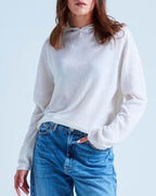 Gilet Capuche Finitions Roulées Leone - Blanc - 100% Cachemire 12Gg - Mixte