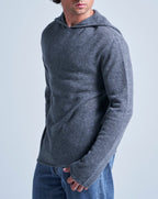 Gilet Capuche Finitions Roulées Leone - Gris Chine Foncé - 100% Cachemire 12Gg - Mixte