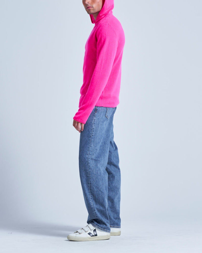 Absolut Cashmere - Gilet Capuche Finitions Roulées Leone - Rose Fluo - 100% Cachemire 12GG - Mixte