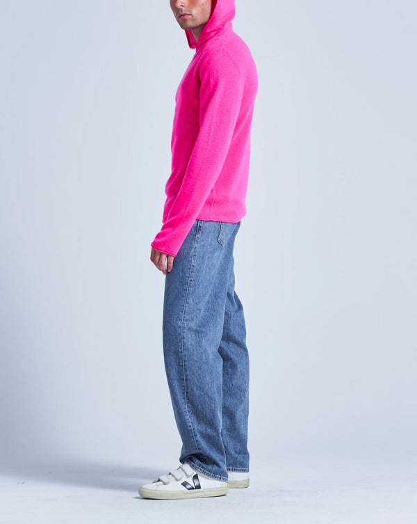 Absolut Cashmere - Gilet Capuche Finitions Roulées Leone - Rose Fluo - 100% Cachemire 12GG - Mixte
