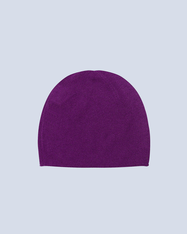 Absolut Cashmere TEST - Bonnet Finitions Roulettées Billy - Aubergine - 100% Cachemire 12GG - Mixte (Copy)