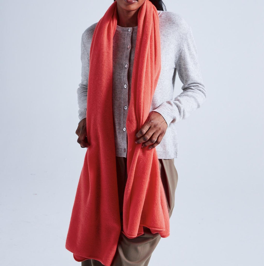 Absolut Cashmere - Écharpe Infinity - Corail Fluo - 100% Cachemire 7GG - Femme