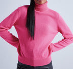 Absolut Cashmere - Pull Col Roulé Manches Longues Themys - Rose Fluo - 100% Cachemire 12GG - Femme