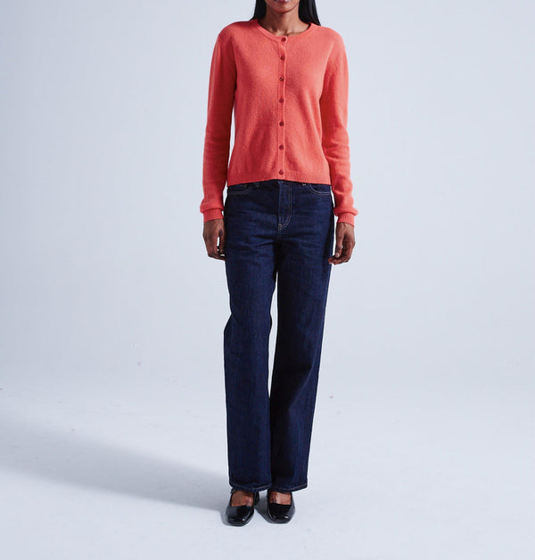 Absolut Cashmere - Cardigan Moulant Avec Bouttons Sunniva - Corail Fluo - 100% Cachemire 12GG - Femme