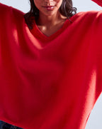 Absolut Cashmere - Poncho Large Col V Camille - Corail Fluo - 100% Cachemire 12GG - Femme