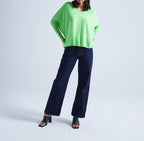 Absolut Cashmere - Poncho Large Col V Camille - Vert Fluo - 100% Cachemire 12GG - Femme