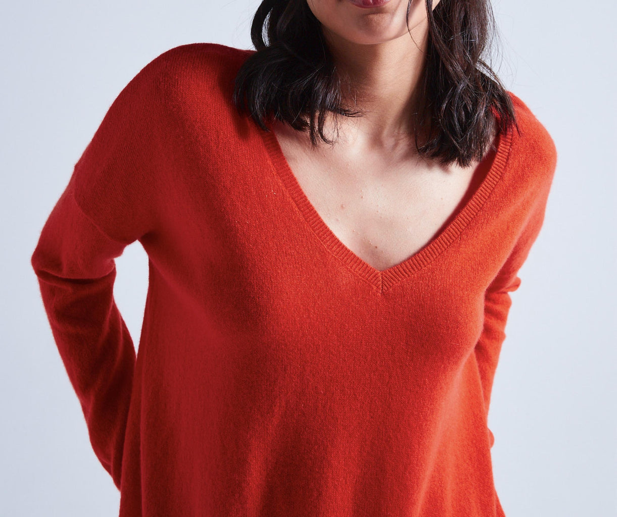 Absolut Cashmere - Pull Large Col V Angele - Nectarine - 100% Cachemire 12GG - Femme