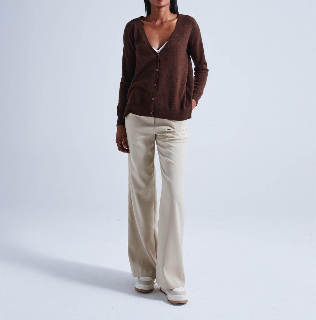 Absolut Cashmere - Cardigan Large Manches Longues Antigone - Chocolat - 100% Cachemire 12GG - Femme