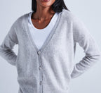 Absolut Cashmere - Cardigan Large Manches Longues Antigone - Gris Chine Clair - 100% Cachemire 12GG - Femme