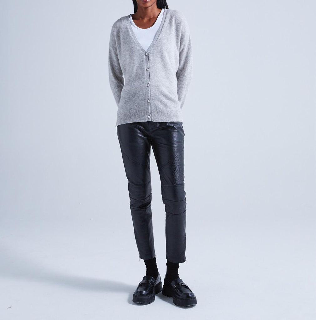 Absolut Cashmere - Cardigan Large Manches Longues Antigone - Gris Chine Clair - 100% Cachemire 12GG - Femme