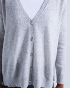 Absolut Cashmere - Cardigan Large Manches Longues Antigone - Gris Chine Clair - 100% Cachemire 12GG - Femme
