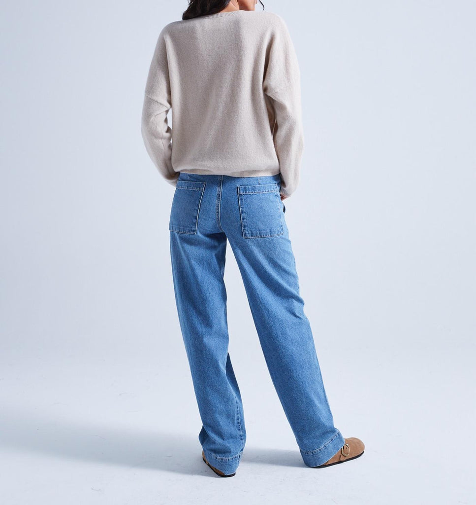 Absolut Cashmere - Pull Col Rond Kaira - Grège - 100% Cachemire 12GG - Femme