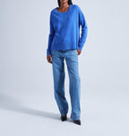 Absolut Cashmere - Pull Col Rond Manches Longues Kenza - Denim - 100% Cachemire 12GG - Femme