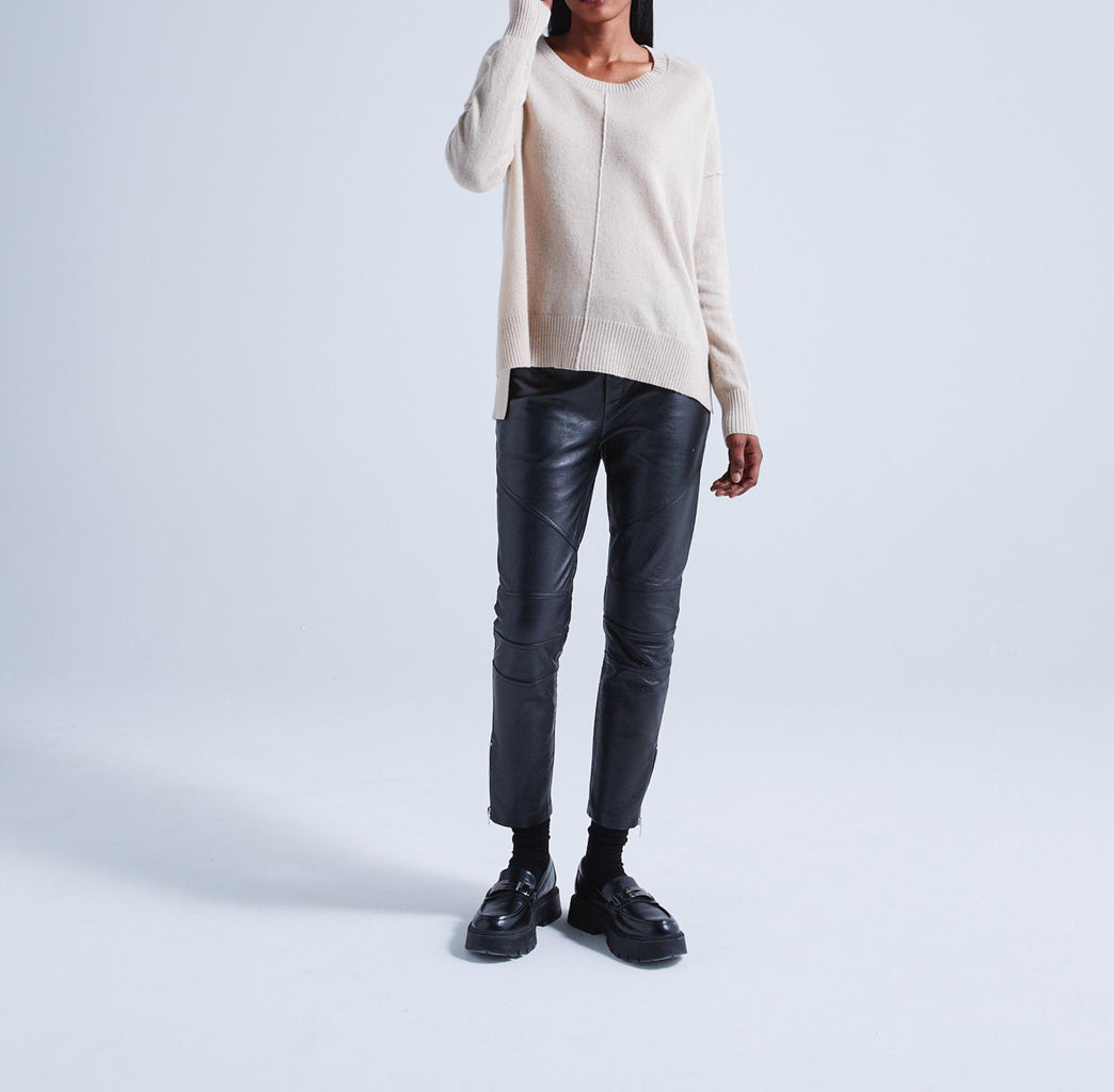 Absolut Cashmere - Pull Col Rond Manches Longues Kenza - Grège - 100% Cachemire 12GG - Femme