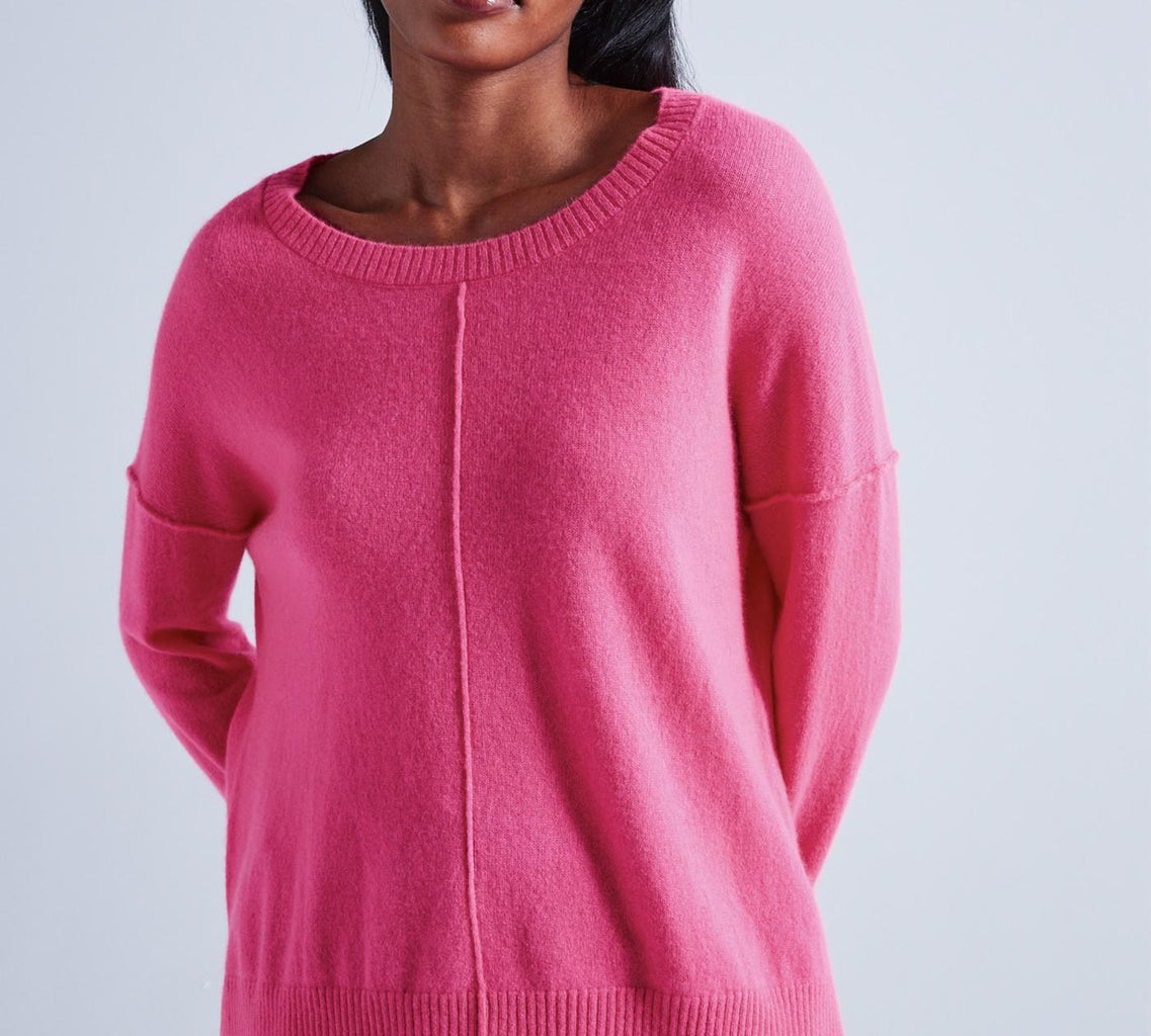 Absolut Cashmere - Pull Col Rond Manches Longues Kenza - Rose Fluo - 100% Cachemire 12GG - Femme