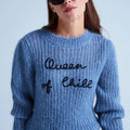Absolut Cashmere - Pull Col Rond Manches Longues Gigot Elina - Bleu Horizon B Noir - Femme