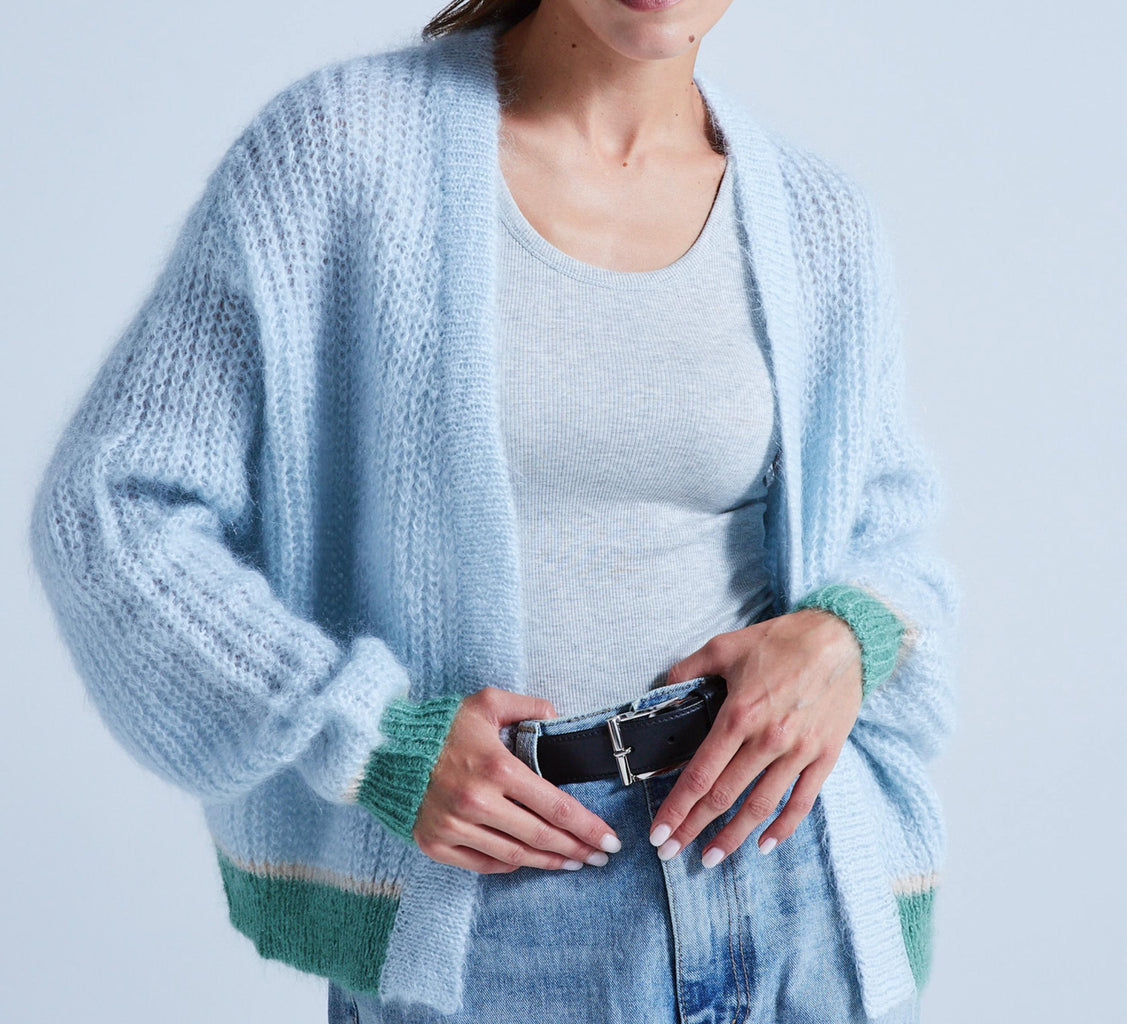 Absolut Cashmere - Gilet Mi-Long Manches Longues Solveig - Combo Ciel - Femme