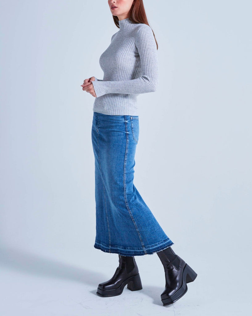 Absolut Cashmere - Pull Col Montant En Cote Selina - Gris Chine Clair - Femme