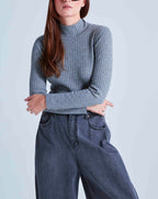 Absolut Cashmere - Pull Col Montant En Cote Selina - Gris Chine Foncé - Femme