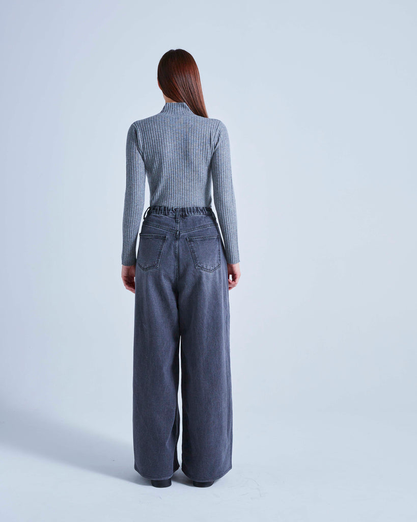 Absolut Cashmere - Pull Col Montant En Cote Selina - Gris Chine Foncé - Femme