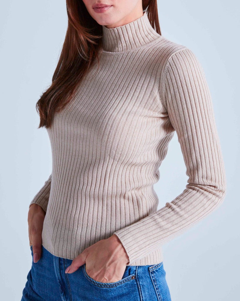 Absolut Cashmere - Pull Col Montant En Cote Selina - Grège - Femme