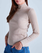 Absolut Cashmere - Pull Col Montant En Cote Selina - Grège - Femme