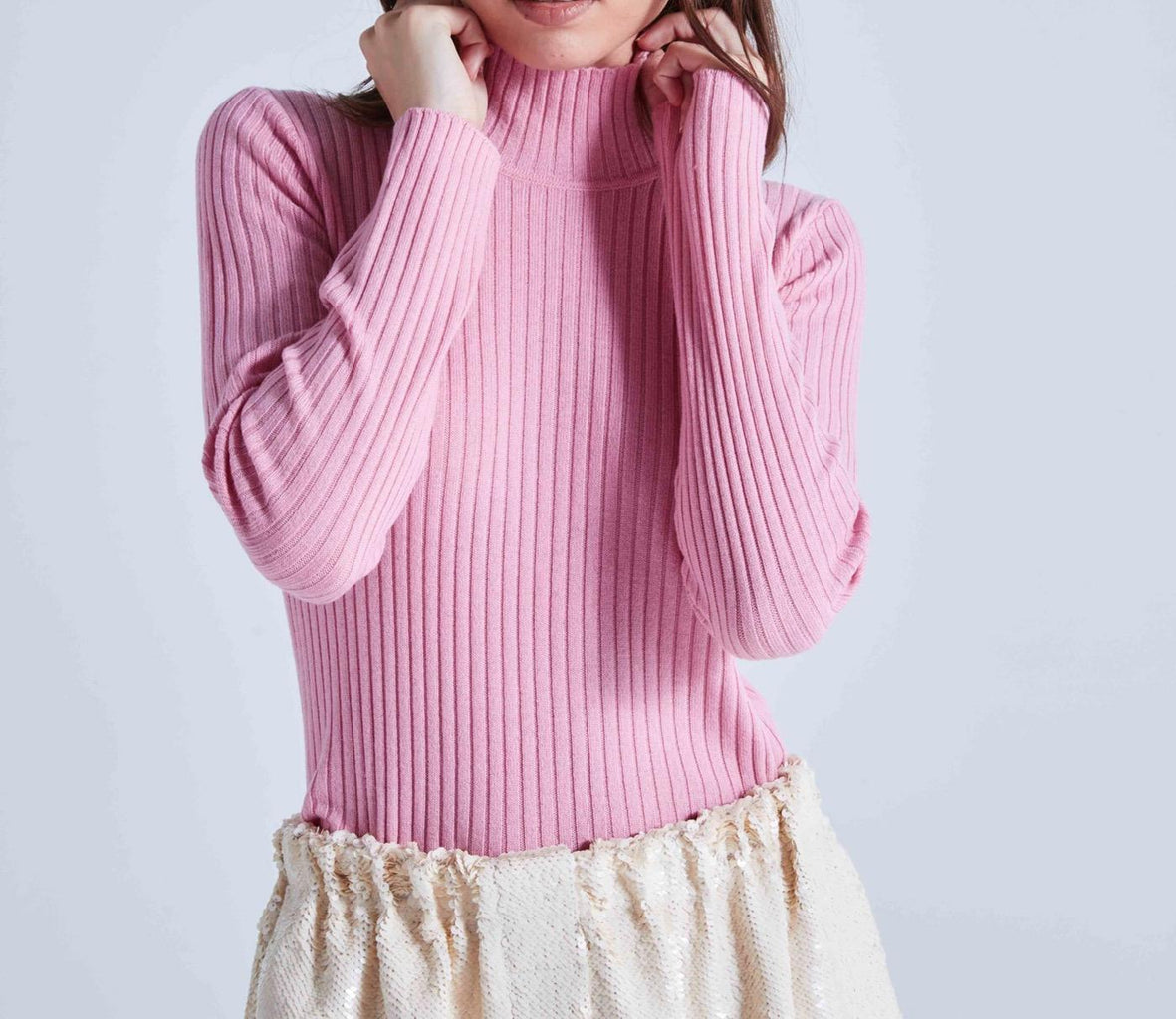 Absolut Cashmere - Pull Col Montant En Cote Selina - Rose Bubble Gum - Femme
