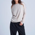Absolut Cashmere - Pull Col Rond Manches Longues Ligne Central Alda - Grège - Femme