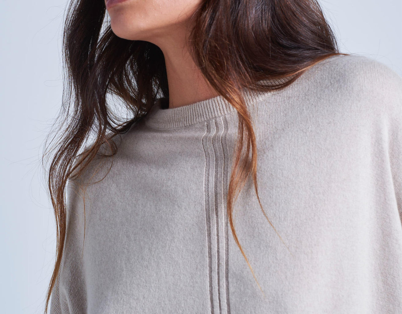 Absolut Cashmere - Pull Col Rond Manches Longues Ligne Central Alda - Grège - Femme