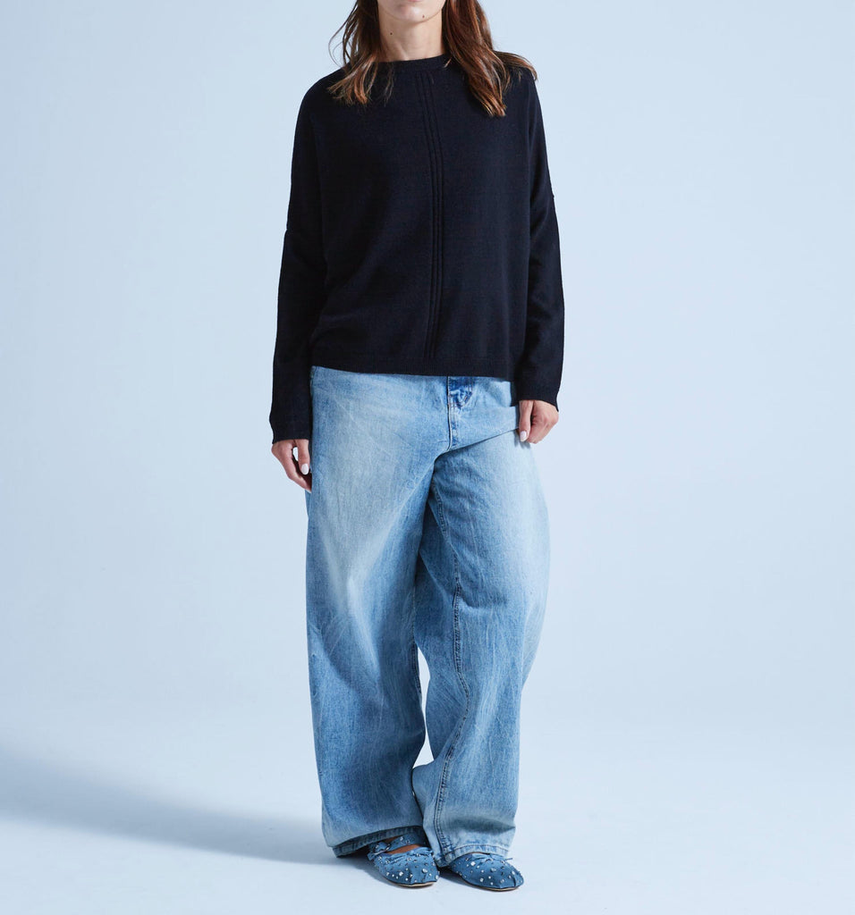 Absolut Cashmere - Pull Col Rond Manches Longues Ligne Central Alda - Noir - Femme
